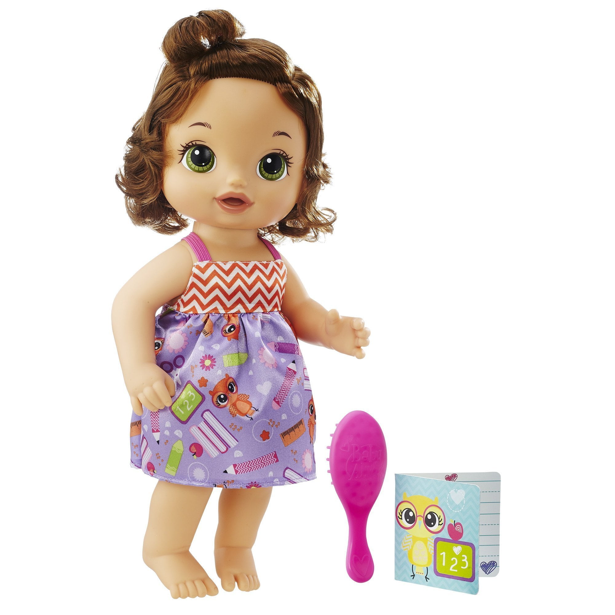 BABY ALIVE READY FOR SCHOOL BABY Brown Hair Baby Doll, SchoolThemed