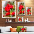 thumbnail image 3 of Roses Rouges sur Aquarelle Verte - Uvre d'Art Florale sur Toile, 3 of 4