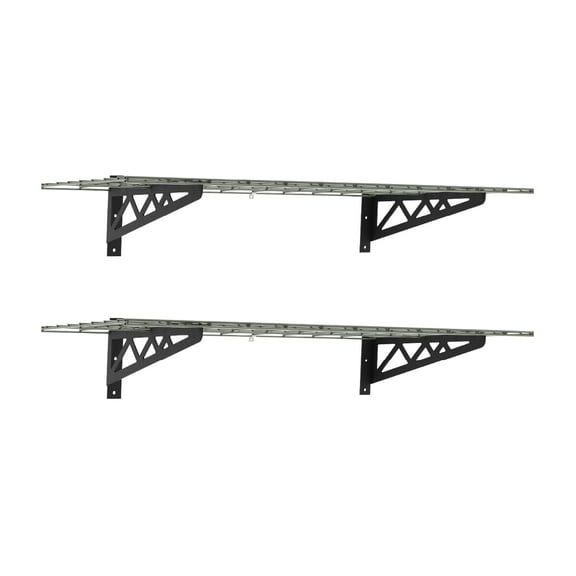 MonsterRAX Steel Wall Mounted Shelf - 18" D x 48" L - 500 lb Weight Capacity (Set of 2)