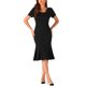 thumbnail image 2 of INSPIRE CHIC Vestido de Sheath para Mujeres, Vestido de Cóctel de los Años 50, Decoración de Botones, Vestido Midi de Sirena con Volantes, Negro, 2 of 5