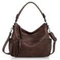 thumbnail image 1 of Bolso estilo hobo vintage de gran capacidad, bolso de hombro retro de piel sintética, bolso cruzado informal para mujer, color café, 1 of 7
