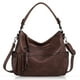 thumbnail image 1 of Bolso estilo hobo vintage de gran capacidad, bolso de hombro retro de piel sintética, bolso cruzado informal para mujer, color café, 1 of 7