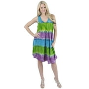 La Leela Hand Tie Dye Women's Caftan Short Dresses Cover up Beach wear Swimsuit Plus Size Party Ladies Kaftan Blouse /Maxi Top Rayon Embroidered Sleeveless Fathers Day Gifts Spring Summer 2017