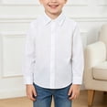 thumbnail image 2 of 17T Teen Boys Shirts Solid Color Button Up Shirts Formal Dress Shirts Classic Oxford Long Sleeve Stylish Classic 2-16T Toddler to Youth Spring Fall Tops, 2 of 5