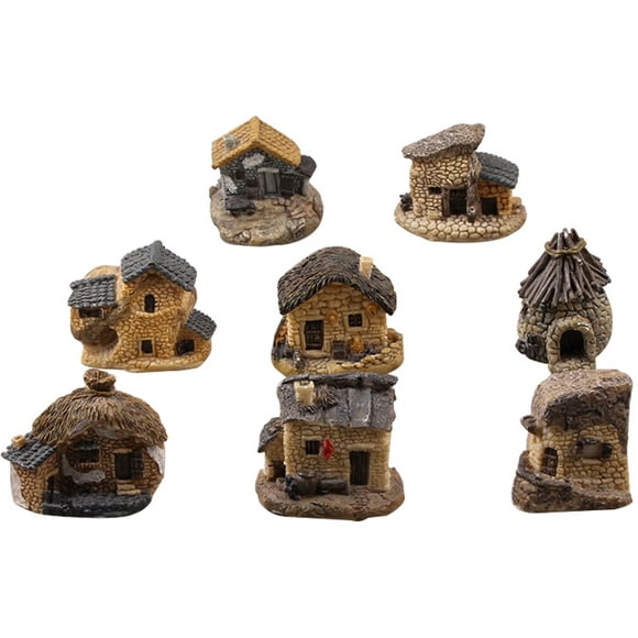 10PCS Fairy Garden Stone Houses Mini Fairy Cottage Houses Miniature Garden House