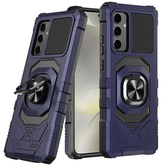 For Samsung s25 Plus/s24 Plus Robotic Hybrid with Magnetic Ring Stand Case Cover - Dark Purple