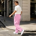 thumbnail image 4 of Dwelliawo Boys Baggy Sweatpants Fleece Open Bottom Sweat Pants Elastic Waist Joggers Drawstring Athletic Pants with Pockets Pink 4xL, 4 of 5