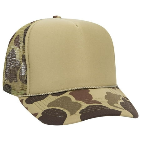 OTTO Camouflage Polyester Foam Front 5 Panel High Crown Mesh Back Trucker Hat -