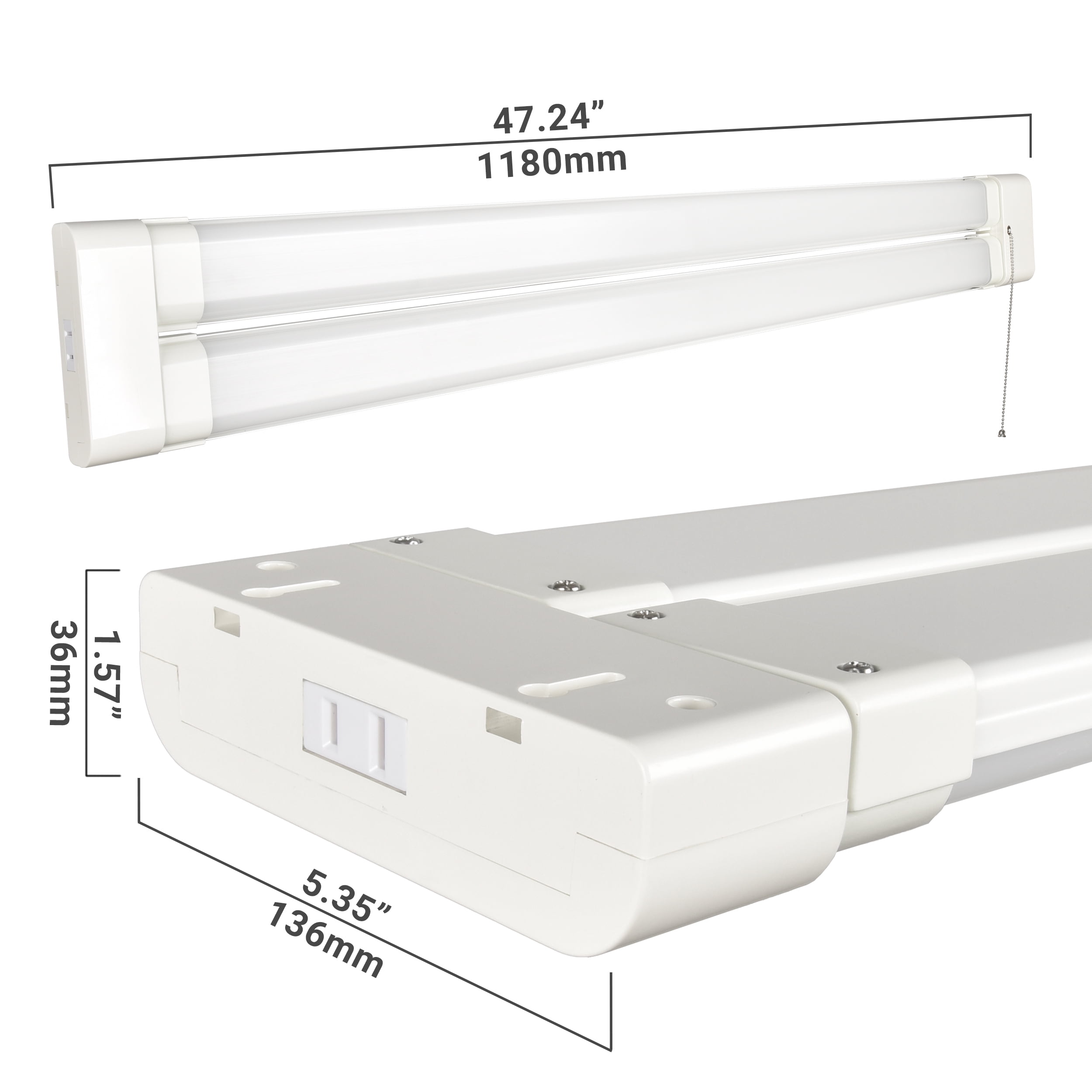 Green Watt 4-FT 10,000 Lumens LED Shop Light, Adjustable Light Panels, White Metal Construction