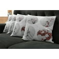 thumbnail image 2 of Ambesonne Japanese Throw Pillow Cover 4 Pack, Floral Art on Umbrella, 16", White and Red, 2 of 6