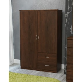 Home Source Garrett Cherry Wardrobe With 3 Cabinets And 3 Drawers