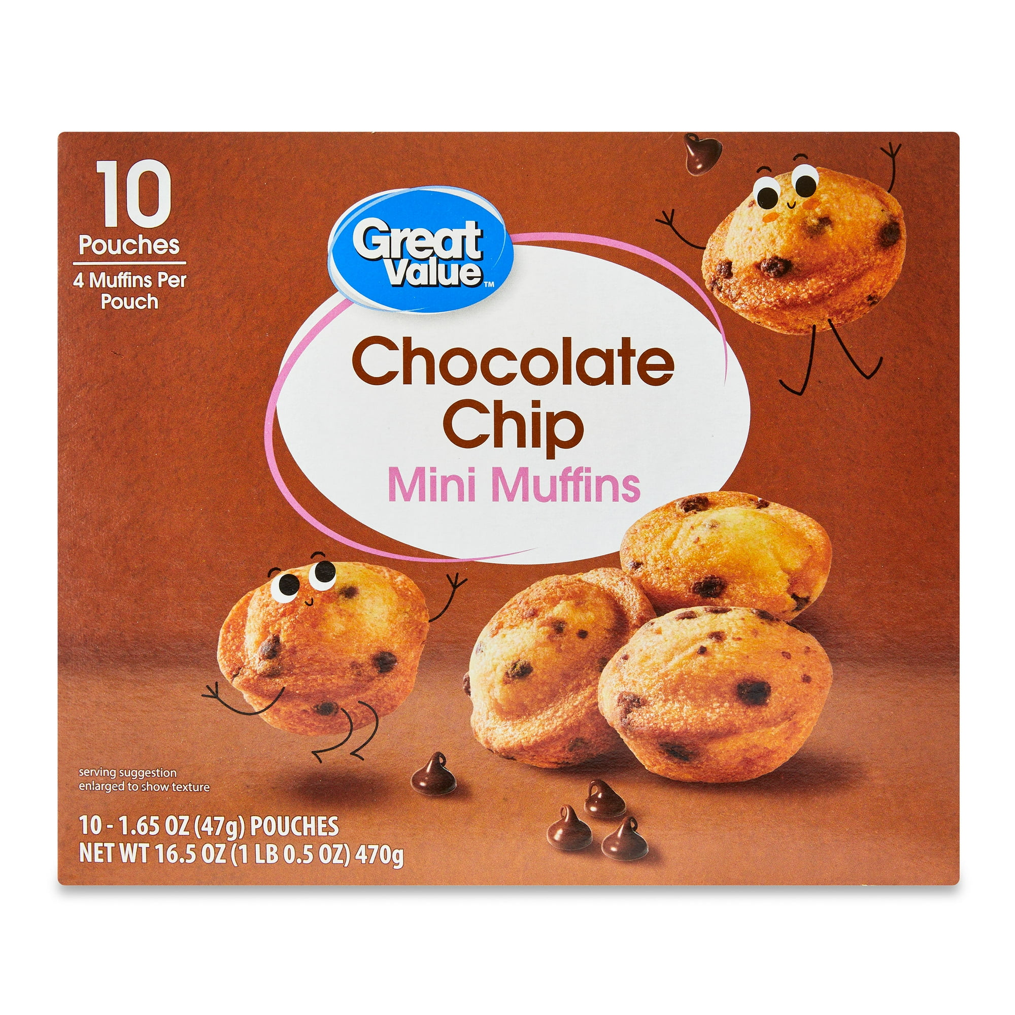 Great Value Chocolate Chip Mini Muffins, 16.5 oz, 10 count