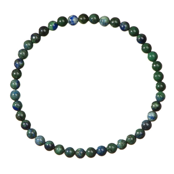 LTC Designs 4mm Shiny Round Chrysocolla Stretch Bracelet, 6.5"