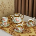 thumbnail image 4 of Yabanana 20 Pcs Tea Set Coffee Set, Gilded Pattern Ceramic Vintage Tea Set with Metal Stand and Spoon Painting Coffee Tea Set (Style 1), 4 of 9