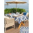 thumbnail image 5 of Outdoor Tablecloth with Umbrella Hole for Patio/Picnic/Party/Camping, Bohemia Style Waterproof Table Cloth Rectangle Table Cover Washable, Abstract Middle Century Aztec Pattern Blue (52"x 70"), 5 of 8