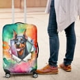 thumbnail image 4 of Funny Watercolor Adorable Doberman Pinscher Peeking Through Torn Paper Effect Travel Luggage Cover Doberman Dog Lover Gifts Suitcase Dust Protective Decor - 00026, 4 of 5