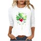 thumbnail image 2 of Xuyuer St Patricks Day Shirt Women Irish Shamrock 3/4 Sleeve Tshirts St Paddys Day Tee Tops Funny Green Shamrock Printed Graphic Saint Patrick's Basic Tee Tops, 2 of 7