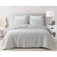 thumbnail image 1 of Chezmoi Collection Marie 3-Piece Line Stitch Embroidery Quilt Set - Soft Washed Microfiber Lightweight Comforter Quilted Bedspread Coverlet Set (Queen, Light Gray), 1 of 4