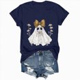 thumbnail image 6 of TOWED22 Halloween Shirts for Women Cute Ghost Graphic Tees Fall Crewneck Short Sleeve Costumes Autumn Party Graphic T-Shirt(Navy,L), 6 of 8