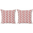 thumbnail image 1 of Ambesonne Flower Throw Pillow Cover 2 Pack, Romantic Rose Blooms, 18", Vermilion Slate Blue, 1 of 2