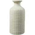 thumbnail image 5 of DecMode 19" Geometric Textured Cream Ceramic Vase with Checkered Pattern, 5 of 7