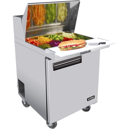 KITMA Single Door 28 Inches Sandwich Prep Cooler - 7.15 Cu. Ft Stainless