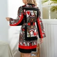 thumbnail image 6 of CASINO RED QUEEN OF HEARTS PATTERN RED-BLACK ART Night Robe Long Sleeve V Neck Robe With Belt Women's Sleepwear Dresses, 6 of 9