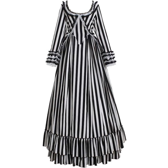 Katrina Van Tassel Dress Black and White Striped Dress