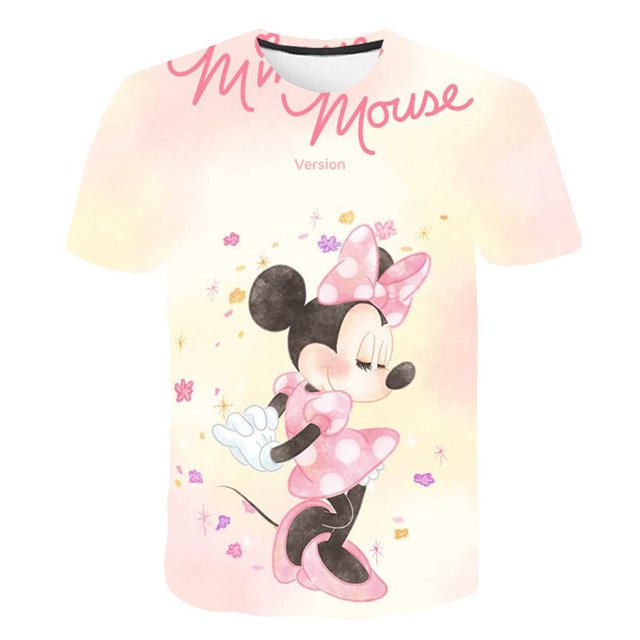 Camisetas de Mickey Mouse para niños y niñas, camisetas de Disney con estampado 3D para niños, camiseta de dibujos animados de moda de verano, camiseta de cuello redondo, camiseta 4T Gao Jinjia LED
