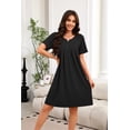 thumbnail image 3 of Ekouaer Nightgowns for Women V-Neck House Dresses Short Sleeve Moo Moos Mumu Dresses Lounge Dress, 3 of 8