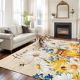 thumbnail image 2 of 5'x7' Area Rugs for Living Room Bedroom, White Daisy Washable Rug Carpet Runner Indoor Outdoor, Spring Floral Bees Elegant Pastoral Botanical Non Slip Floor Mats Area Rug for Kitchen, Nursery, 2 of 8