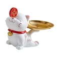 thumbnail image 3 of Bandeja de almacenamiento Macarena Estatua de gato Blanco, 3 of 8