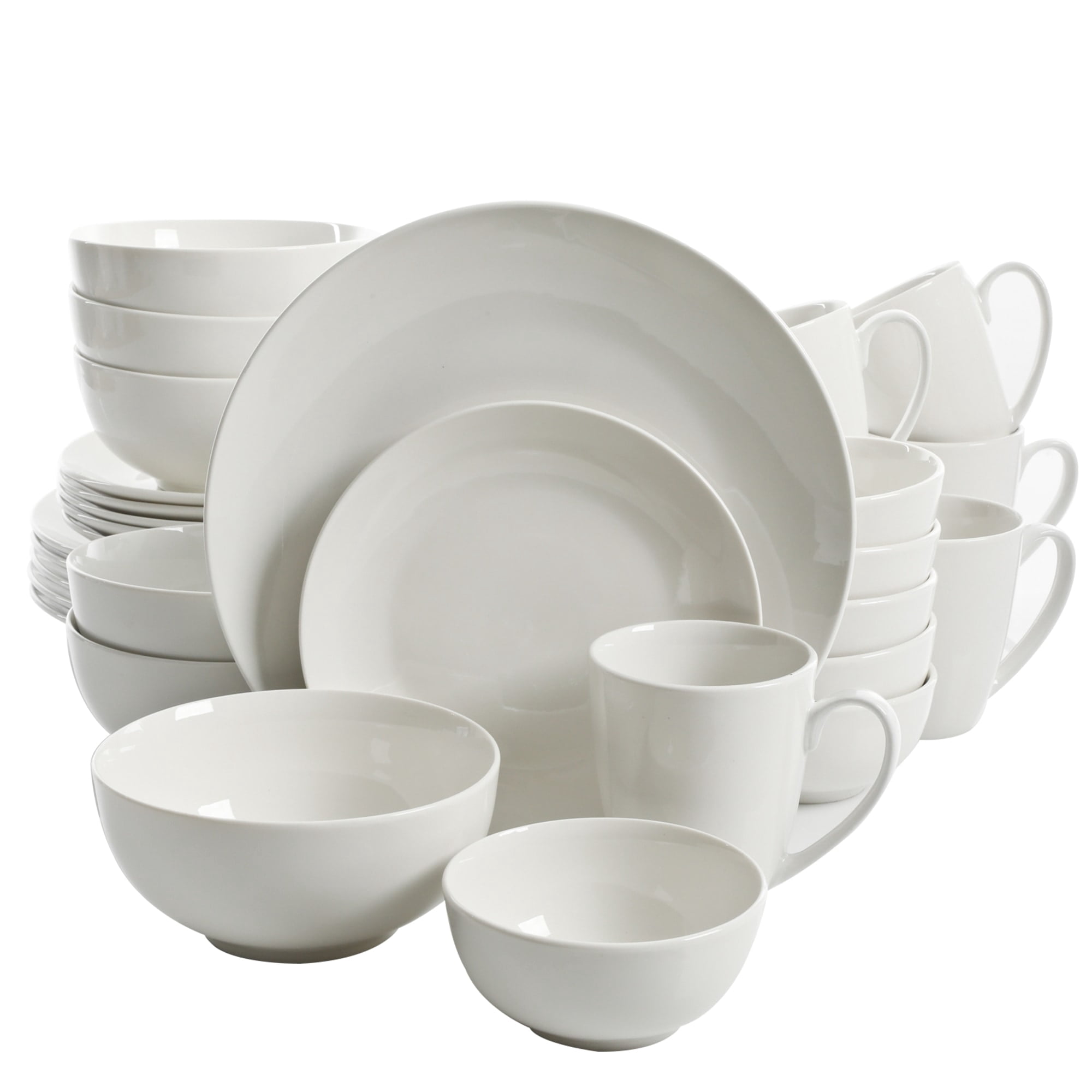 Gibson Home Ogalla 30 Piece Round Porcelain Dinnerware Set in White