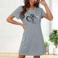 thumbnail image 4 of Sakmal Womens Moomoo Nightgowns Soft Valentines Love Short Sleeve Sleep Dress Heart Print Short Womens Nightgown 2X, 4 of 5