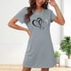 thumbnail image 4 of Camisón corto de San Valentín para mujer, talla grande, estampado en el pecho, cuello redondo, manga corta, 4 of 4