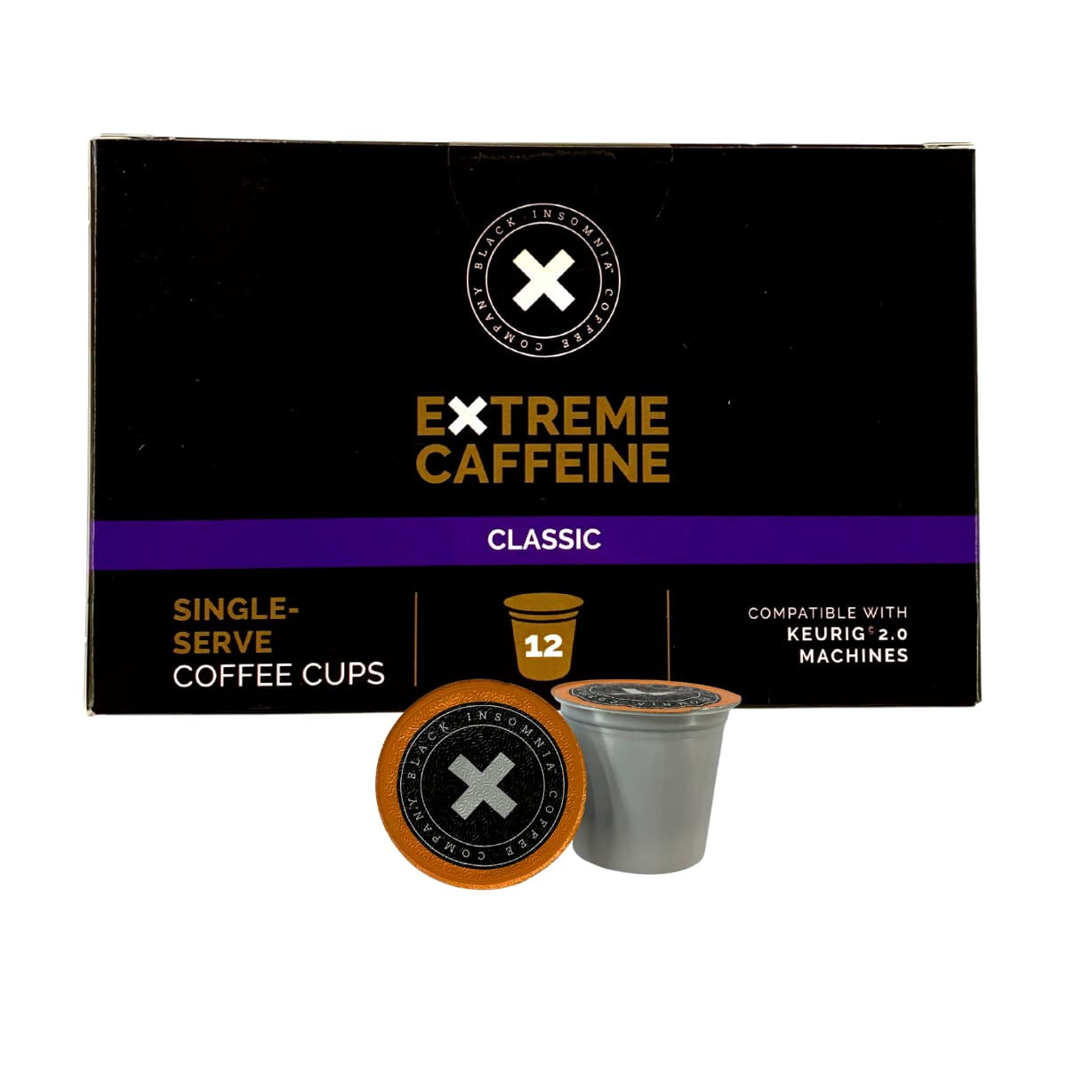 Black Insomnia Coffee Pods For Keurig - World’s Strongest Coffee, 24 Single-Serve K-Cups With High Caffeine & Rich Flavor