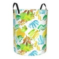 thumbnail image 3 of LNWH Laundry Basket, Watercolor Abstract Plant Pattern Foldable Laundry Hamper with Handles Waterproof, Small Size, 3 of 8