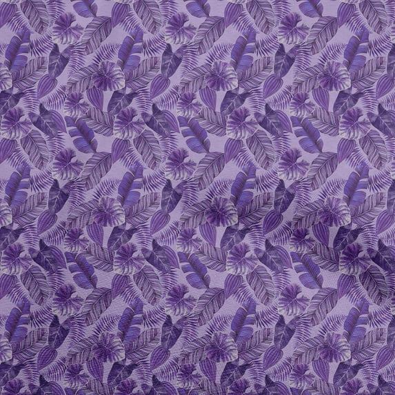oneOone Rayon Violet Fabric Tropical Leaf Dress Material Fabric Print Fabric By The Yard 56 Inch Wide