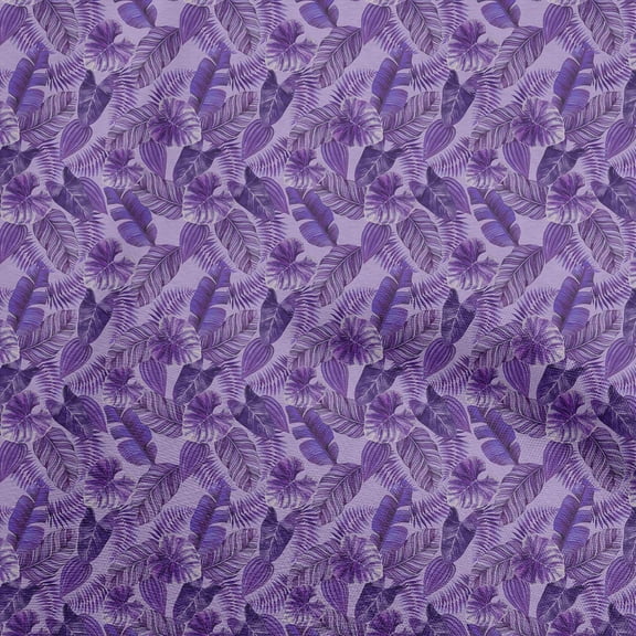 oneOone Silk Tabby Violet Fabric Tropical Leaf Sewing Fabric By The Yard Printed Diy Clothing Sewing Supplies 42 Inch Wide