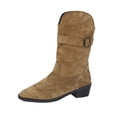 thumbnail image 2 of PBFRDSJ Women's Casual Round Toe Mid Calf Cowboy Boots Western Suede Cowboy Mid Calf Boots for Women Outdoor Daily Wear, 2 of 8