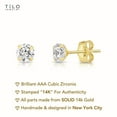 thumbnail image 2 of Tilo Jewelry 14K Yellow Gold Solitaire Round CZ Stud Post Earrings with Secure Push-backs | 4mm | Classic Everyday Earrings | Women, Men, Unisex, 2 of 10