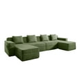 thumbnail image 6 of Modular 4 Seat U Shape Sectional Boneless Sofa, Cloud Sectional Couch with Deep Seat, Modern Modular 4-Seat Sofa Couch with Throw Pillows and 2 Movable Ottomans, Corduroy Fabric Green, 6 of 12