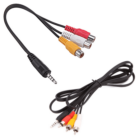Rca Jack HDE 3ft. RCA Male to 3.5mm Male Jack Composite A/V Cable and 3.5mm to Triple RCA Audio/Video Female Composite Stereo Cable Adapter ()