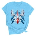 thumbnail image 2 of Aueoeo Women's 4Th of July Printed Short Sleeve Round Neck T-Shirts Casual Summer Tops for Daily Wear,Sky Blue,L, 2 of 6