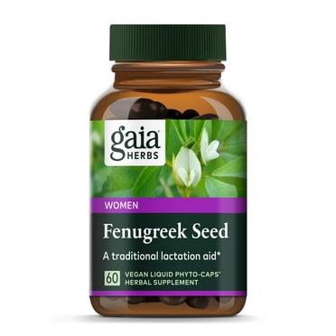 Gaia Herbs Fenugreek Seed, Vegan Liquid Capsules, 60 Count - Lactation Supplement with Organic Fenugreek to Optimize Breast Milk Production