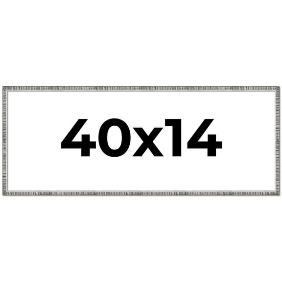 40x14 Frame Silver Grey Distressed Solid Wood Picture Frame | 0.75 Inch Moulding Width | Interior