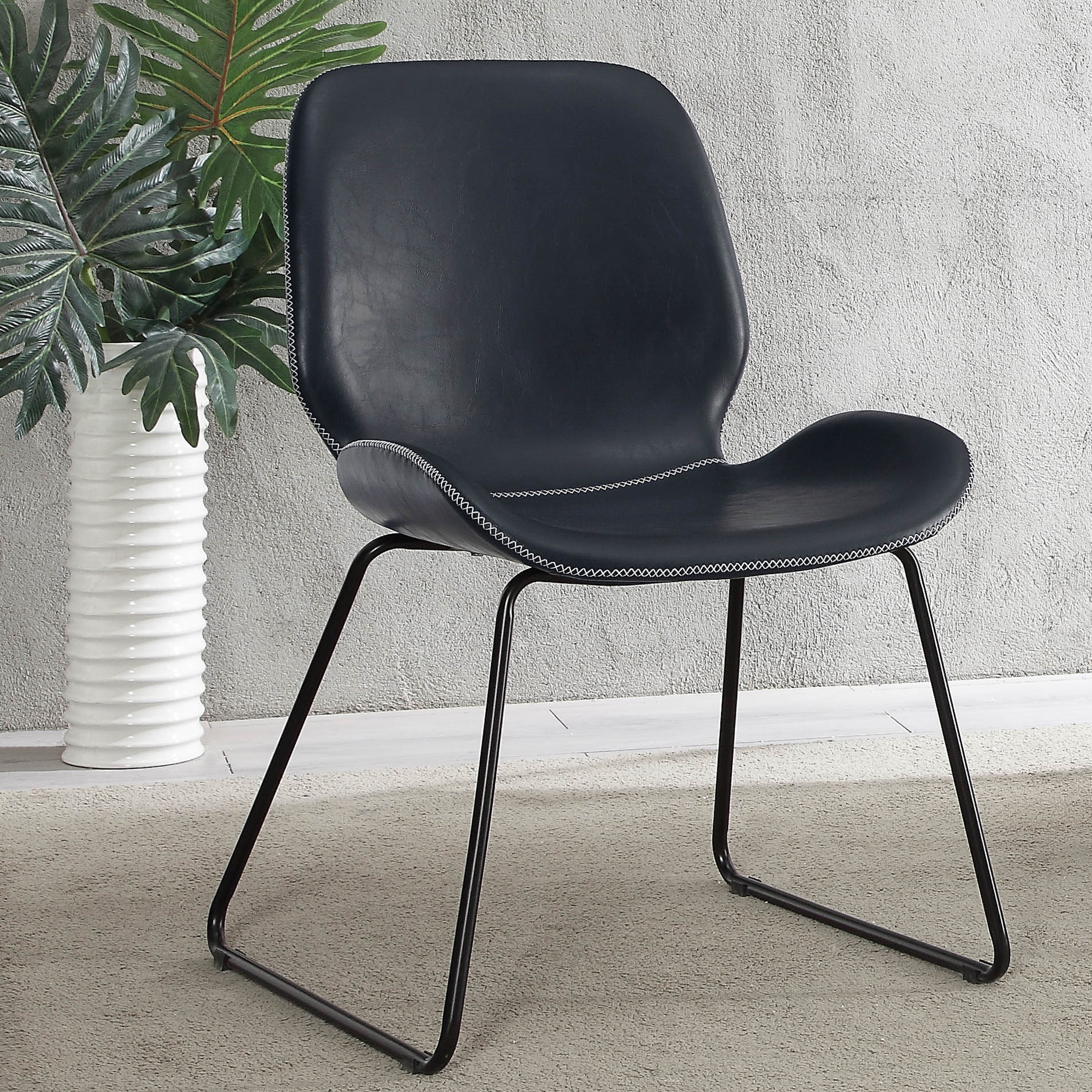 Vendell Contemporary Armless Bucket Accent Chair, Black