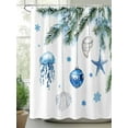 thumbnail image 3 of Blue Coastal Christmas Waterproof Fabric Shower Curtain, Xmas Botanical Starfish Shower Curtain for Bathroom Curtains Bathtubs Hotel Washable Shower Curtains with 12 Hooks Stall 54x78in, 3 of 6