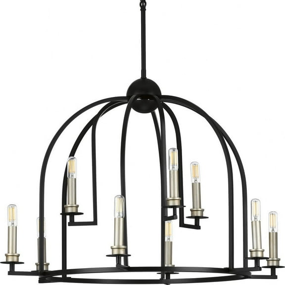P400187-031-Progress Lighting-Seneca - Chandeliers Light - 9 Light in Farmhouse style - 30 Inches wide by 20.88 Inches high-Black Finish