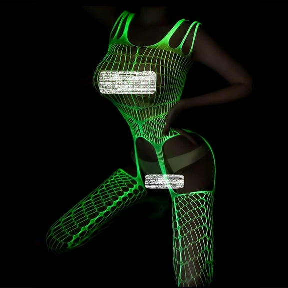 XMMSWDLA Luminous Fishnet Stockings, Glow In The Dark Fishnet Tights High Waist Pantyhose Socks for Women Girls Tights